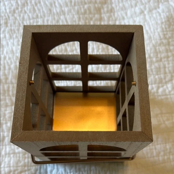 Wooden Candle Holder with Gold Accent - Picture 2 of 2